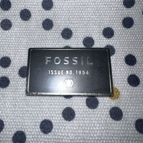 Fossil Dawson Polka Dot Crossbody Bag Purse Gray Navy Mustard Adjustable Strap - Picture 4 of 16